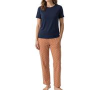 Schiesser Damen Mix & Relax Schlafanzug Pyjama Baumwolle | Set aus T-Shirt und 3/4-Hose Weicher, elastischer Single Jersey Hoher Komfort