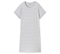 SCHIESSER Damen Nachthemd 95cm - Nachtwäsche, Kurzarm, Baumwolle, Muster Grau/Weiß 4XL