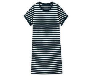 SCHIESSER Damen Nachthemd 95cm - Nachtwäsche, Kurzarm, Baumwolle, Muster Dunkelblau/Weiß 5XL
