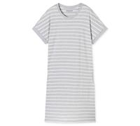 SCHIESSER Damen Nachthemd 95cm - Nachtwäsche, Kurzarm, Baumwolle, Muster Grau/Weiß S