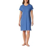 Schiesser Damen Nachthemd Casual Essentials Kurzarm Streifen Seitennahttaschen Blau Gr. 48