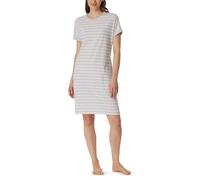 SCHIESSER Damen Nachthemd 95cm - Nachtwäsche, Kurzarm, Baumwolle, Muster Grau/Weiß 4XL