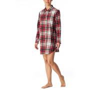 Schiesser Damen Nachthemd Langarm 100% Baumwolle Flanell Sleepshirt Bigshirt mit Knöpfen - Nightwear