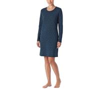Nachthemd SCHIESSER "Casual Essentials", Damen, Gr. 46, N-Gr, blau (854, blau), Single Jersey, Obermaterial: 100% Baumwolle, bequem ca. Mitte Knie, Rundhals, Kleider Nachthemd, mit langen Ärmeln, seit
