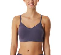 Bustier SCHIESSER "Invisible Soft Lace", Damen, Gr. 40, N-Gr, blau (indigo), Single Jersey, Obermaterial: 75% Polyamid, 25% Elasthan, Casual, BHs, herausnehmbare Pads, V-Ausschnitt, Spitze vorn, Laser