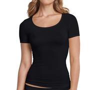 Schiesser Damen Personal Fit Shirt 1/2 Arm Unterhemd, per pack Schwarz (Schwarz 000), 44 (Herstellergröße: XXL)