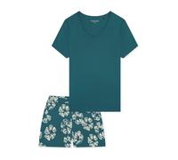 Schlafanzug kurz Interlock Blumen grün - Modern Nightwear 46