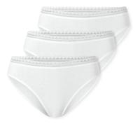 Schiesser Damen Rio-Slip – Spitze, 3er Pack, atmungsaktive Baumwolle, Weiß Größe 46