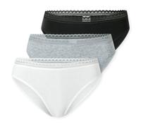 Schiesser Damen Rio-Slips 3er-Pack Stretch Cotton uni Schwarz/Grau/Weiß 2XL