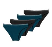 Schiesser Damen Rio Slips Cotton Lace | 4er Pack (DE/NL/SE/PL, Numerisch, 42, Regular, Regular, Petrol/Schwarz)