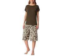 Pyjama SCHIESSER "Selected Premium", Damen, Gr. 40, 707, grün, Single Jersey, Obermaterial: 95% Modal, 5% Elasthan, bequem 3/4-Länge, U-Boot-Ausschnitt, Homewear-Sets Pyjama, U-Boot-Ausschnitt, 3/4-la