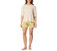 Shorty SCHIESSER "Casual Fashion", Damen, Gr. 44, 104, weiß, Single Jersey, Obermaterial: 95% Modal, 5% Elasthan, bequem kurz, Rundhals, Homewear-Sets Shorty, mit Rundhalsausschnitt, in softer Single-