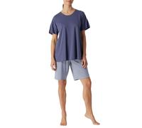 Schiesser Damen Schlafanzug Kurz Pyjamaset, Blau Gepunktet, 38