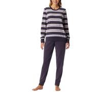 Schiesser Schlafanzug Casual Essentials Damen Gr. 50 Indigo Frottee 80% Baumwolle Rundhals