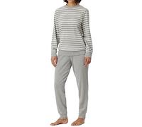 Schiesser Damen Schlafanzug lang Frottee warm kuschelig wohlfühlen-Nightwear Pyjamaset, grau-Mel_180116, 50