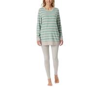 Schiesser Damen Schlafanzug lang Frottee warm kuschelig wohlfühlen-Nightwear Pyjamaset, grün-Mel_181967, 44