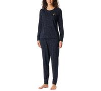 Schiesser Schlafanzug Family Damen 100% Baumwolle Single Jersey langarm Rundhals Nachtblau Gr.46