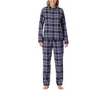 Schiesser Damen Schlafanzug lang mit Knopfleiste weiche Baumwolle Webware-X-Mas Gifting Sets Pyjamaset, Nachtblau_182122, 46