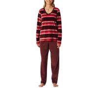 Schlafanzug SCHIESSER "Comfort Nightwear", Damen, Gr. 40, burgund, Obermaterial: 75% Baumwolle, 25% Polyester, bequem lang, V-Ausschnitt, Homewear-Sets, Baumwollmischung, V-Ausschnitt, langärmelig, Ve