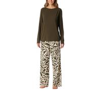 Schlafanzug SCHIESSER "Selected Premium", Damen, Gr. 40, 707, grün, Single Jersey, Obermaterial: 95% Modal, 5% Elasthan, bequem lang, U-Boot-Ausschnitt, Homewear-Sets Schlafanzug, mit U-Boot-Ausschnit