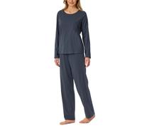 Schiesser Damen Schlafanzug Lange Hose Langarm-Casual Nightwear Pyjamaset, Graphit_182538, 46