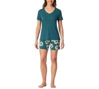 Schlafanzug kurz Interlock Blumen grün - Modern Nightwear 46
