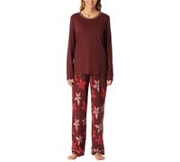 Schlafanzug lang Blumen burgund - Comfort Nightwear 36