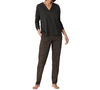 Schiesser Damen Schlafanzug Set lang Baumwolle Modal-Nightwear Pyjamaset, Blickdicht, Nachtblau Gemustert_179835, 40