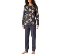 Schlafanzug lang Bündchen Blumen graphit - Comfort Nightwear 36