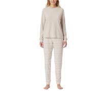 Schiesser Damen Schlafanzug Set lang extra warm-Selected Premium Warming Pyjamaset, beige_181990, 48