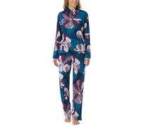 Schiesser Damen Schlafanzug Set lang mit Knopfleiste Modal Baumwolle Mix-Modern Nightwear Pyjamaset, Multicolor 4_181895, 38