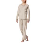 Schiesser Damen Schlafanzug Lang Baumwolle-Nightwear Pyjamaset, Natur_181905, 42