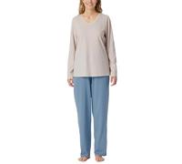 Schiesser Damen Schlafanzug Lang Baumwolle-Nightwear Pyjamaset, Sand_181986, 40