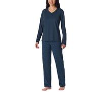 Schlafanzug SCHIESSER "Casual Essentials", Damen, Gr. 46, blau (860, blau), Single Jersey, Obermaterial: 100% Baumwolle, bequem lang, V-Ausschnitt, Homewear-Sets Schlafanzug, Baumwolle, V-Ausschnitt,
