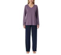 Schiesser Damen Schlafanzug Lang Baumwolle-Nightwear Pyjamaset, Malve_181986, 52