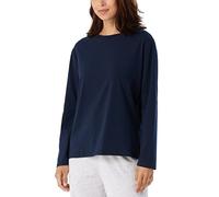Schiesser Damen Schlafshirt langarm Baumwolle - Mix + Relax Pyjamaoberteil, dunkelblau_179273, 42