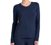 Schiesser Damen Schlafshirt Langarm Modal - Mix + Relax Pyjamaoberteil, Blau_175477, 42 EU