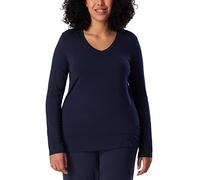 Schiesser Schlafshirt Mix+Relax Modal Langarm V-Ausschnitt Damen Blau Größe 46