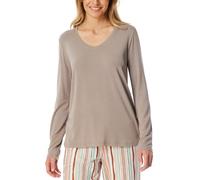 Schiesser Damen Schlafshirt Langarm Modal-Mix + Relax Pyjamaoberteil, grau-Jaspe_182102, 34