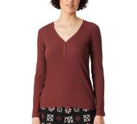 Schiesser Damen Schlafshirt Langarmshirt Knopfleiste Doppelripp-Mix + Relax Pyjamaoberteil, Burgund_183078, 42