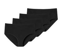 SCHIESSER Damen Slip 4er Pack - Midi-Slip, Cotton Stretch, uni Schwarz L