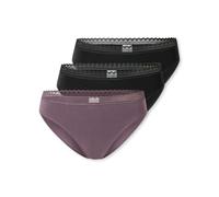 Schiesser Damen Slip Rio im 3er Pack - Größe 44 Gemischt - Atmungsaktive Baumwollslips mit Spitzenbändern am Bund - Elastisches Single-Jersey - Bequeme Unterwäsche mit komfortablem Sitz