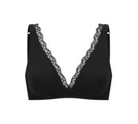 Schiesser Soft-BH Damen Unique Cotton – gemoldet, ohne Bügel, mit Spitze – Schwarz 70A