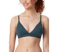 Schiesser Damen Soft Organic Cotton Mit Herausnehmbaren Pads Pure Rib Sport-BH, Jeansblau_179915, 80A EU