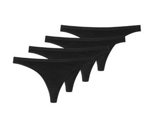 SCHIESSER Damen String 4er Pack - Tanga, Cotton Stretch, Serie 95/5, uni S Schwarz