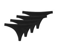 SCHIESSER Damen String 4er Pack - Tanga, Cotton Stretch, Serie 95/5, uni Schwarz XL