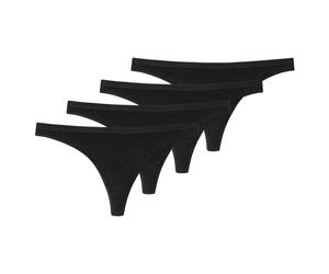 SCHIESSER Damen String 4er Pack - Tanga, Cotton Stretch, Serie 95/5, uni Schwarz XL