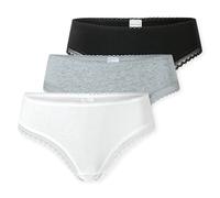 SCHIESSER Damen Strings, 3er Pack - 3Pack Cheeky String, Stretch Cotton, uni Schwarz/Grau/Weiß L
