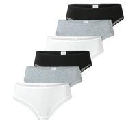 SCHIESSER Damen Strings, 6er Pack - 6Pack Cheeky String, Stretch Cotton, uni Schwarz/Grau/Weiß M