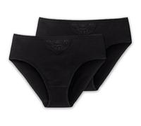 Schiesser Damen Tai-Slip Cotton Essentials mit Stickerei 4er-Pack Schwarz Gr. 46